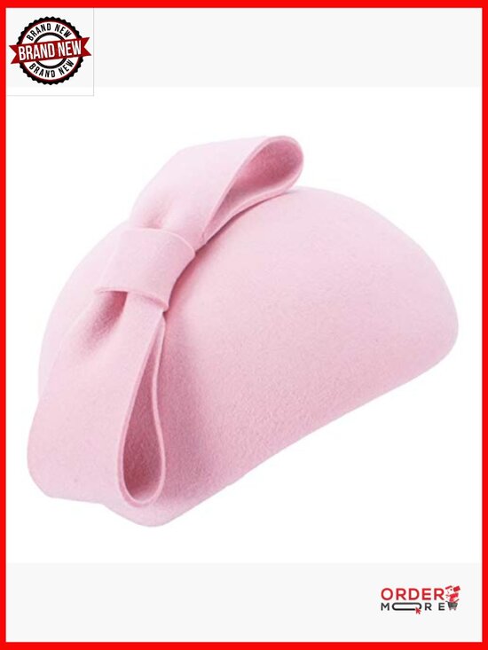 Wool Felt Teardrop Fascinator Hat Bow Beret Casque Derby Adjustable Clip main image 5